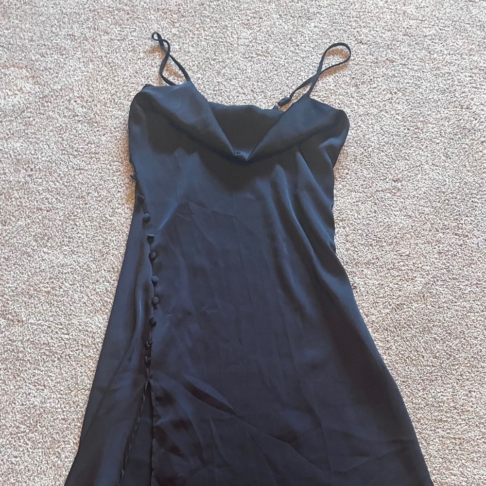 Black midi satin dress